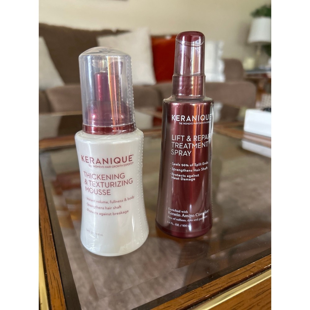 Keranique Thickening & Texturing Mousse + Lift & Repair Treatment Heat Protect